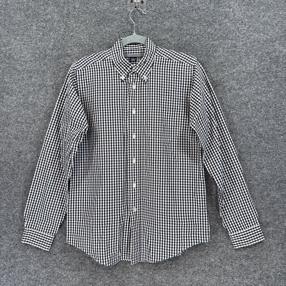 Brooks Brothers Shirt Boys Large Navy Blue Gingham Check Button Down Cotton